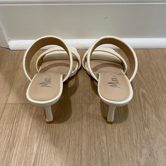 Cream 2 Strap, Square Toe Stiletto 3” Heels. Size: 6.5 - Picture 2 of 4